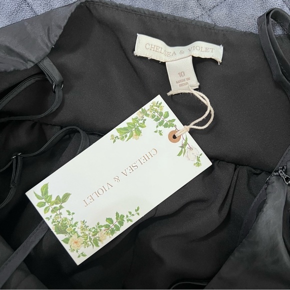 Chelsea & Violet Dress Womens 10 Midi Black Tiered Satin Y - Picture 8 of 9